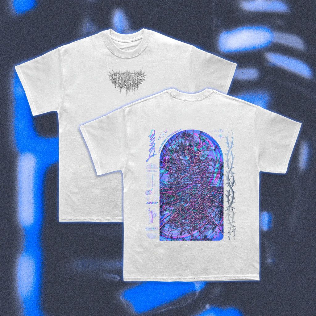  Halfcurve white t-shirt 'paranoid' print - front and rear view