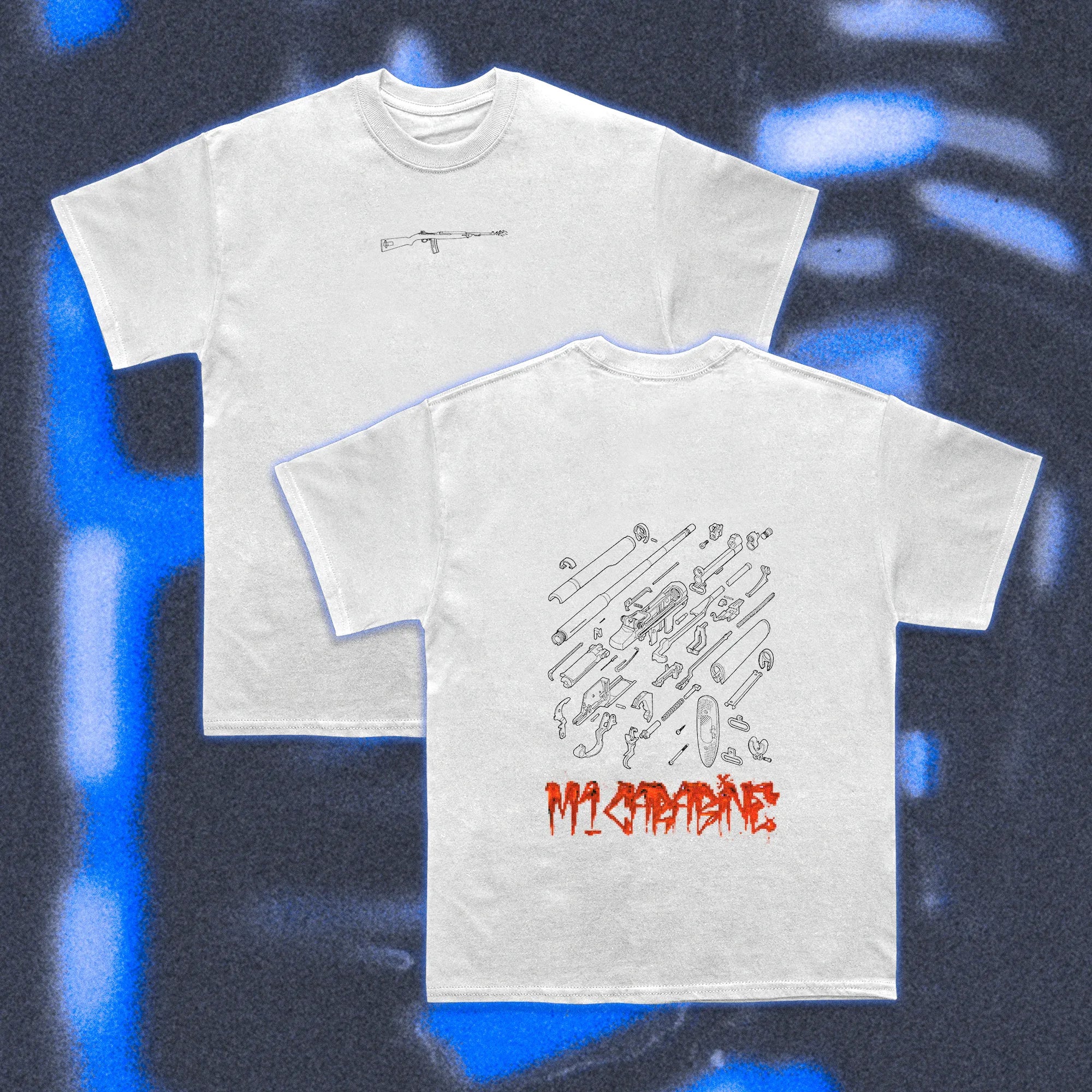  Halfcurve brand Carbine design white short sleeve t-shirt - full view