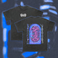  Halfcurve black t-shirt 'asphyxia' print - front and rear view