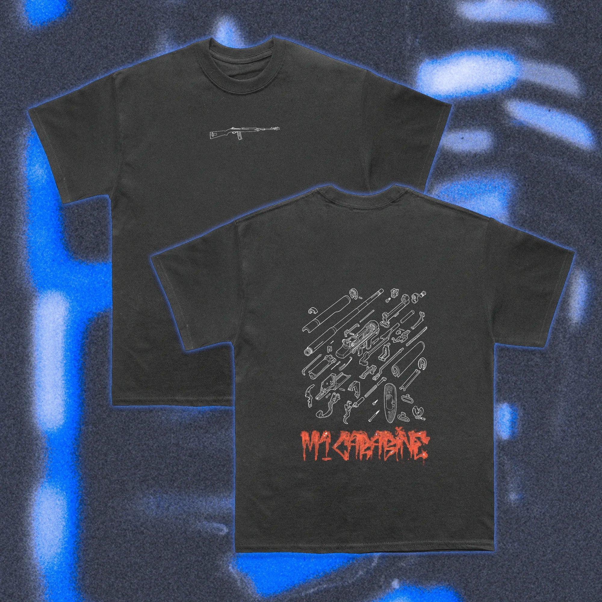  Halfcurve brand Carbine design black short sleeve t-shirt - full view