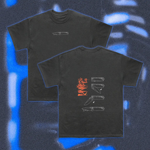  Halfcurve brand Knife design black short sleeve t-shirt - full view