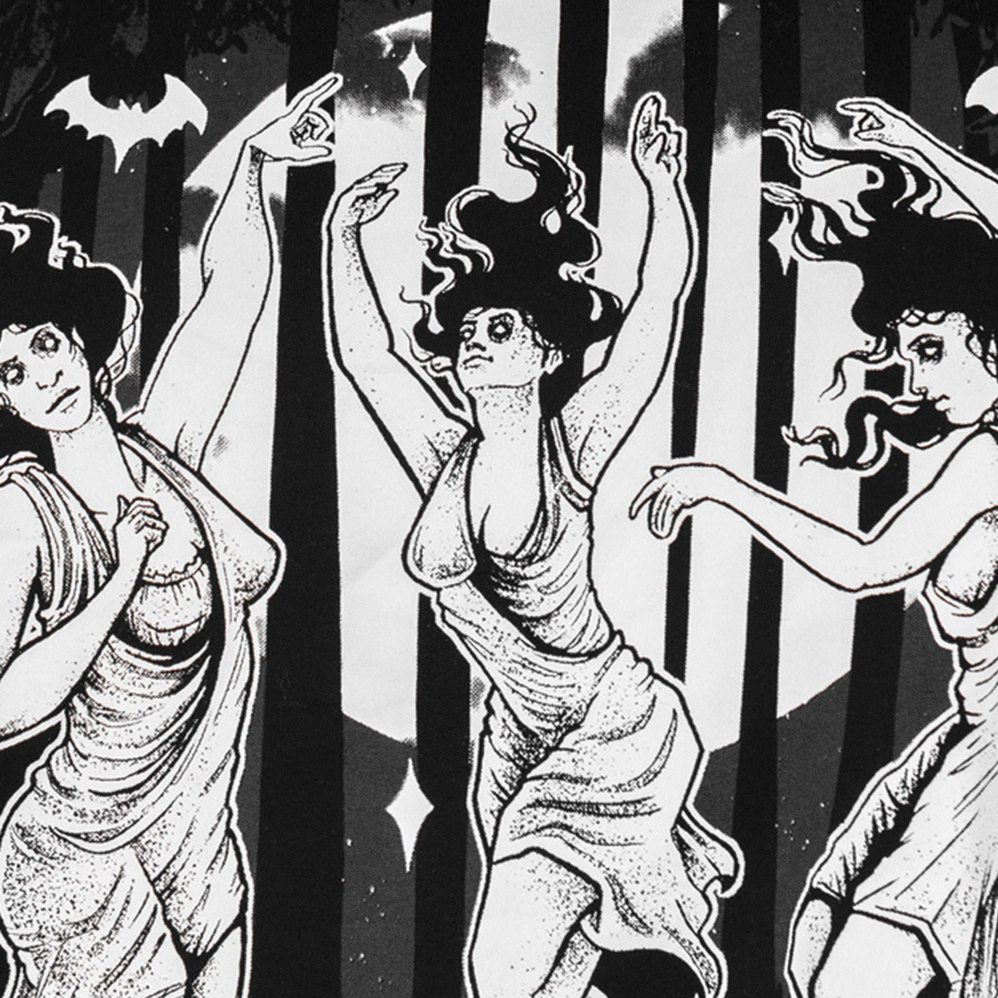  Restyle oversize black t-shirt - witches print detail