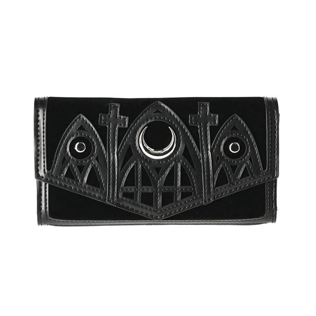  Restyle black cathedral wallet with silver moon - front view