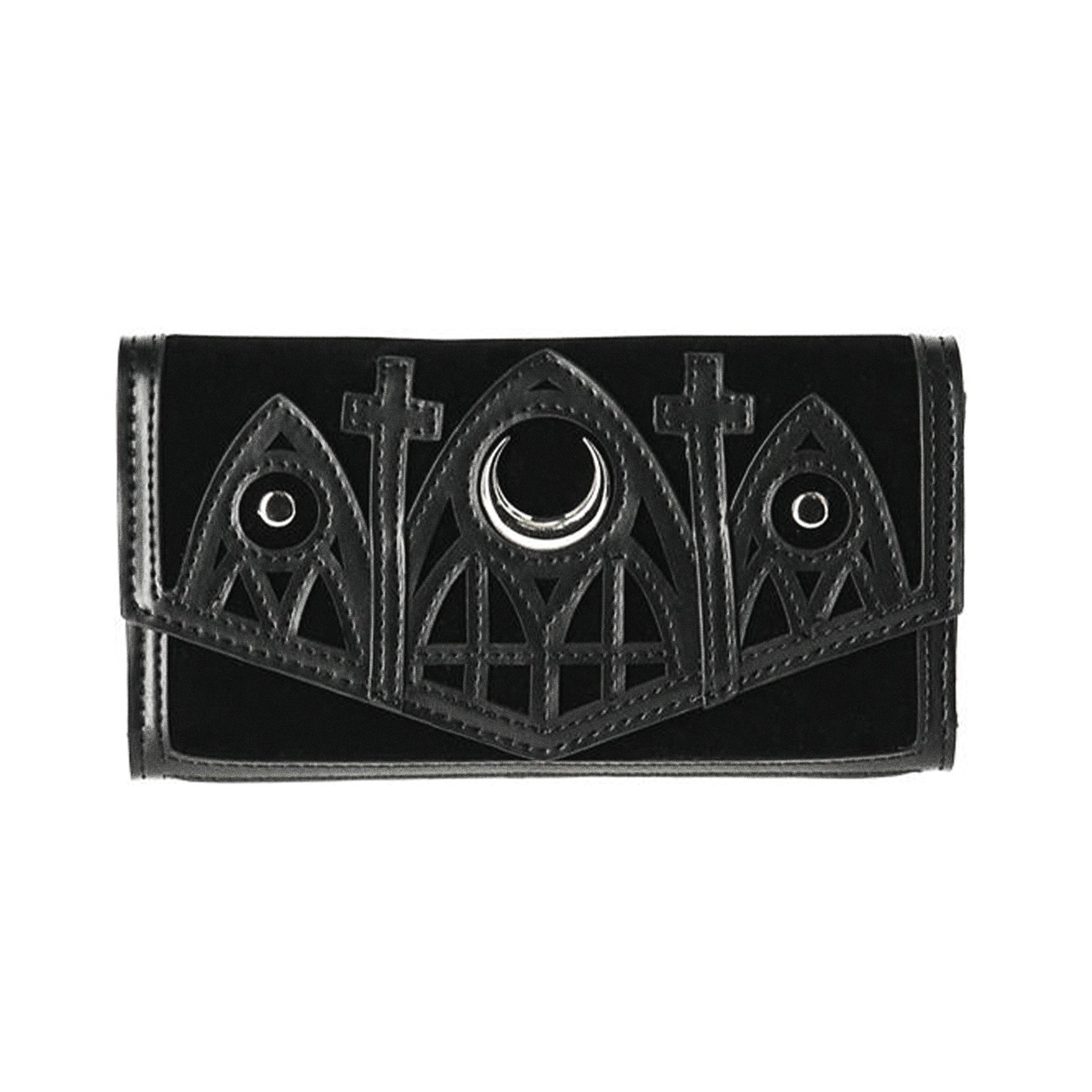  Restyle black cathedral wallet with silver moon - front view