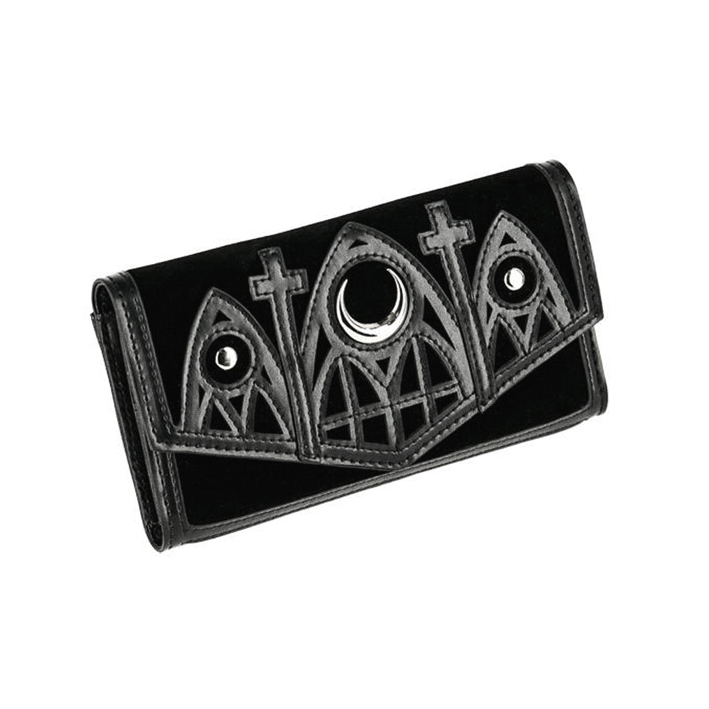  Restyle black cathedral wallet with silver moon - angle view