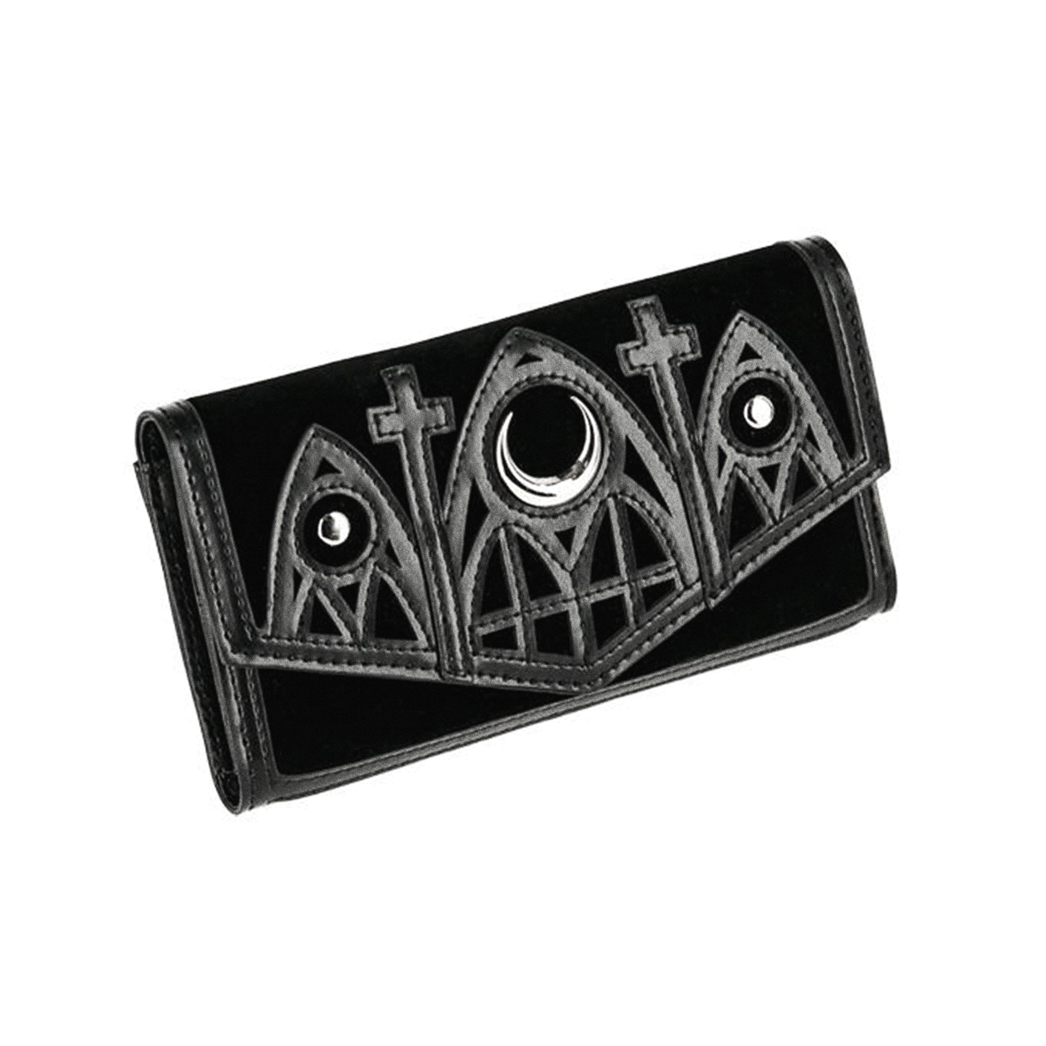  Restyle black cathedral wallet with silver moon - angle view
