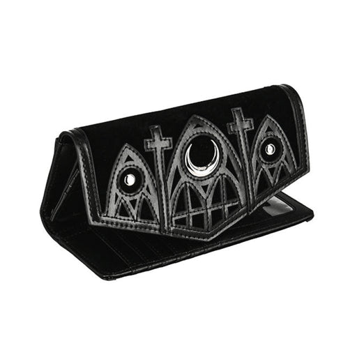  Restyle black cathedral wallet with silver moon - open view