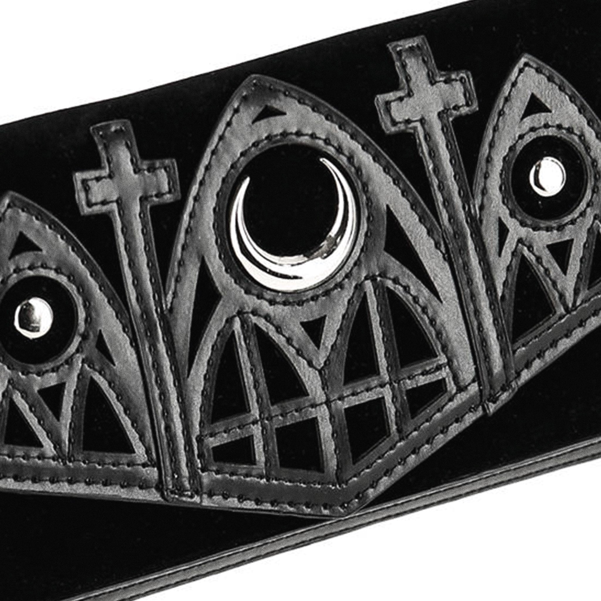 Restyle black cathedral wallet with silver moon - detail view