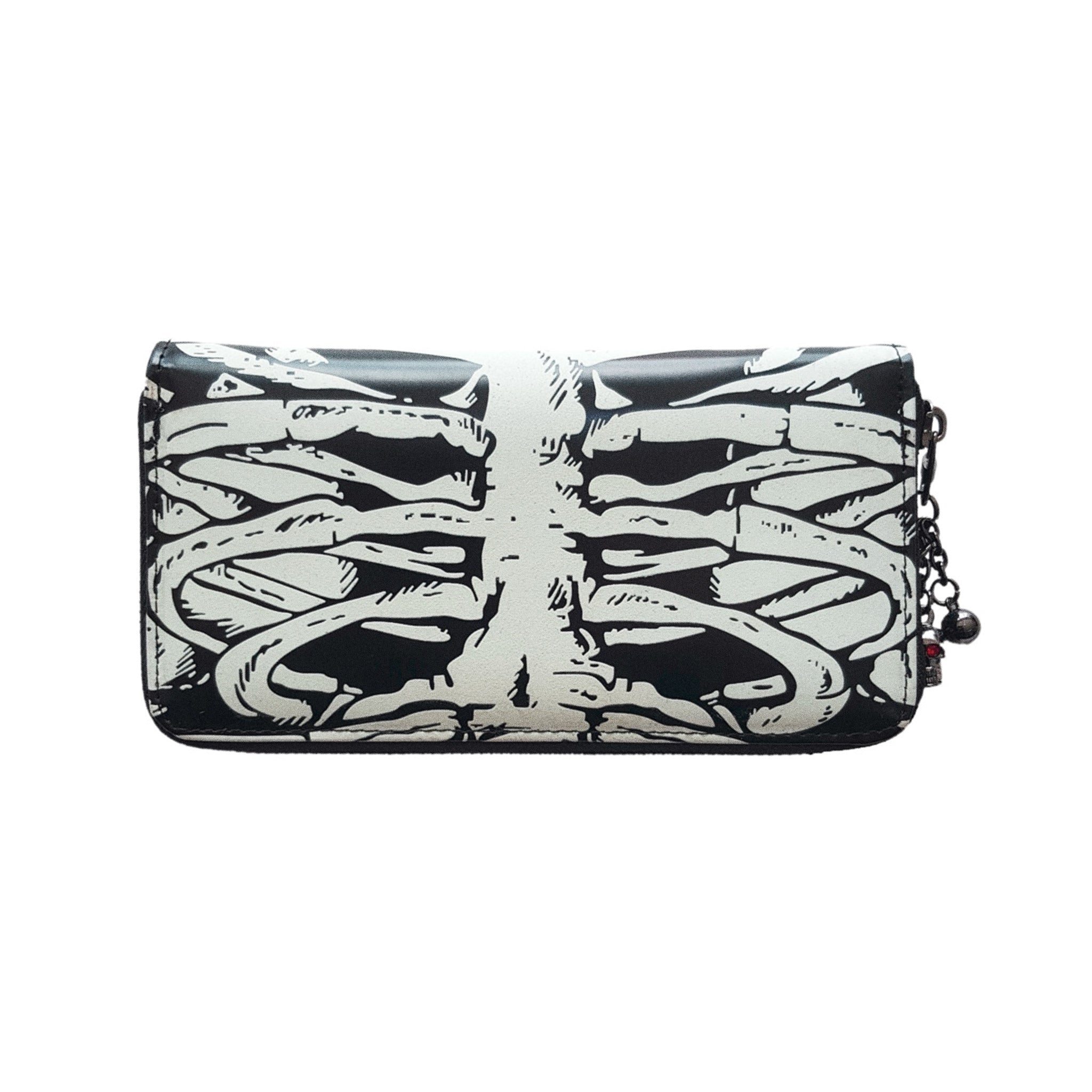  Banned Alternative Skeleton glow-in-the-dark wallet with skull charm - front view