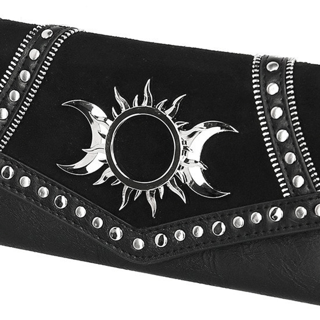  Restyle Triple Goddess black wallet with studs - detail view