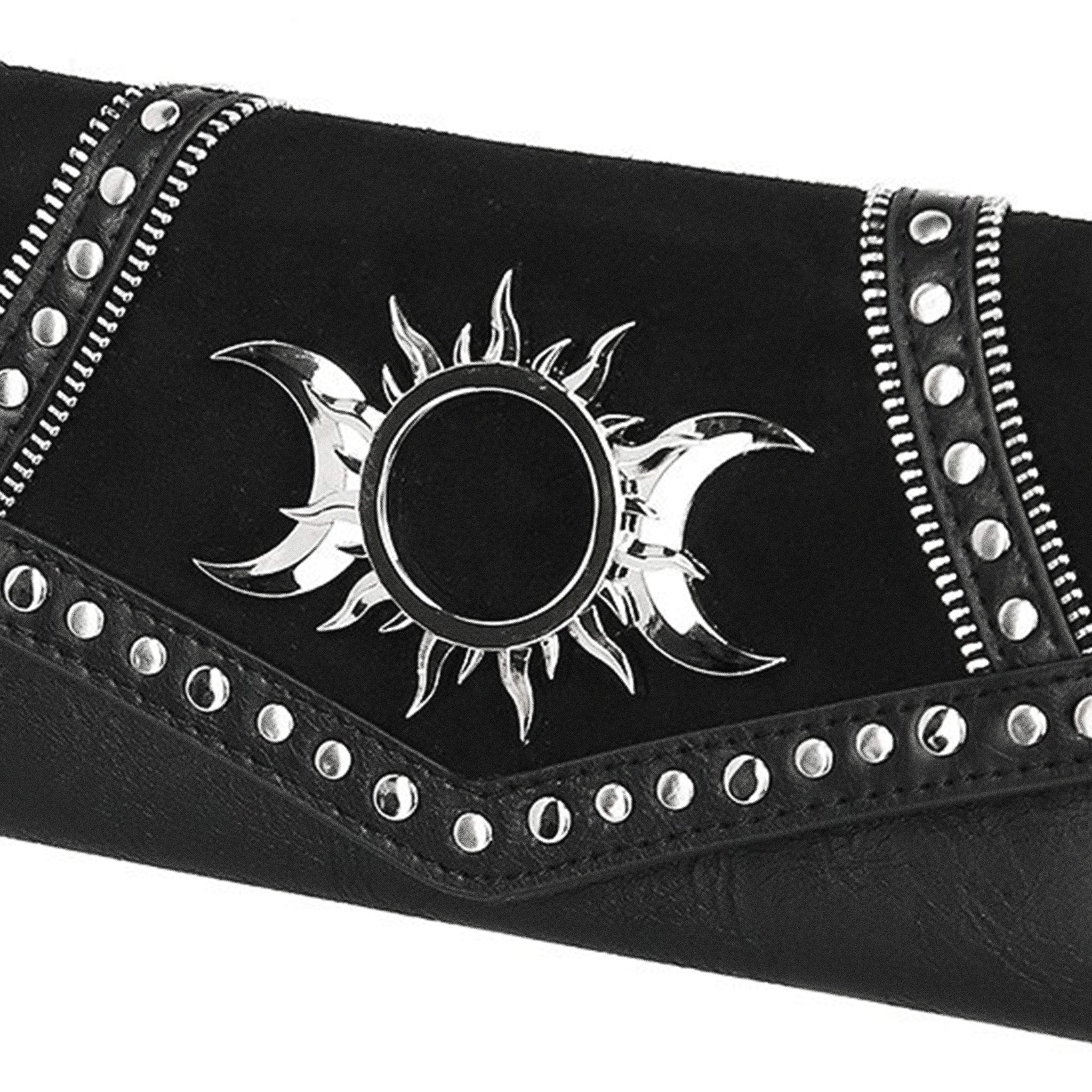  Restyle Triple Goddess black wallet with studs - detail view