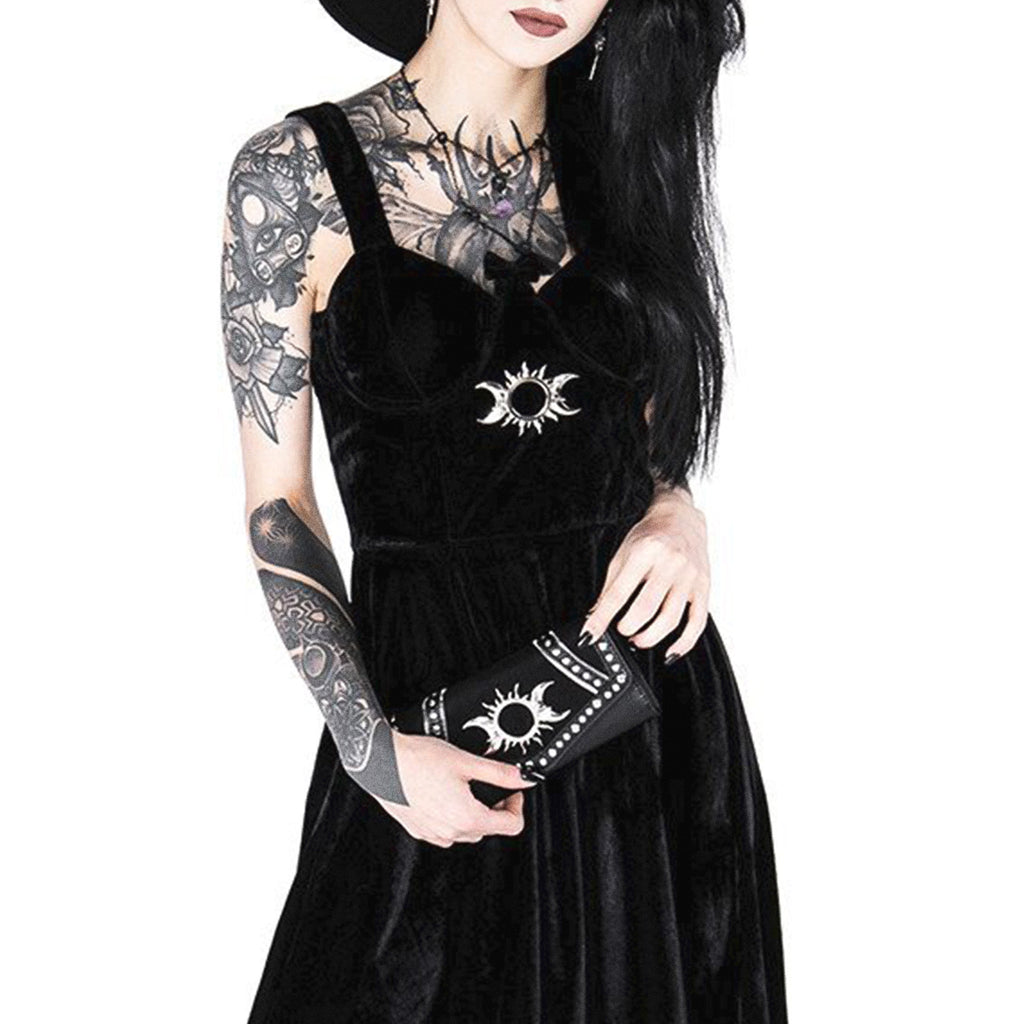  Restyle Triple Goddess black wallet with studs - worn by model