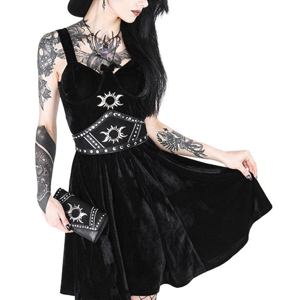  Restyle Triple Goddess black wallet with studs - worn by model