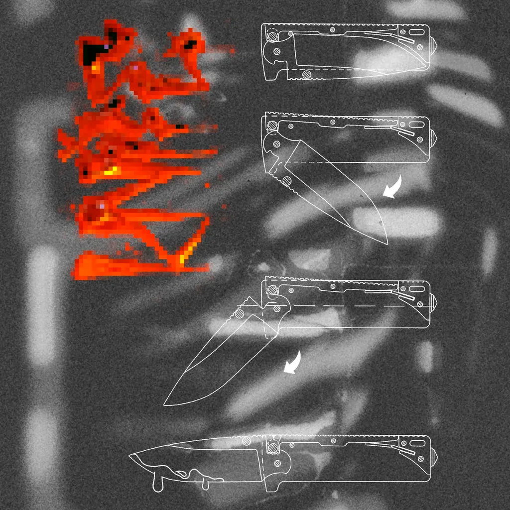  Halfcurve brand Knife t-shirt design detail