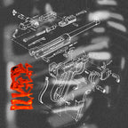  Halfcurve brand Luger t-shirt design detail