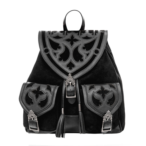  Restyle Cathedralis Buckle black backpack with medieval motifs - front view
