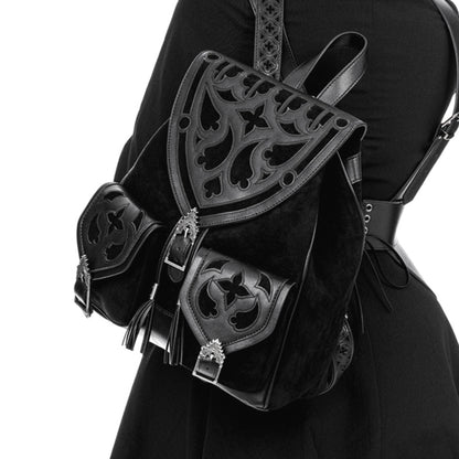 Mochila con motivos medievales Cathedralis Buckle de la marca Restyle en negro vista modelo