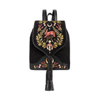 Mochila bordada con liebre y motivos de bosque mágico pequeña e ideal para el día  día acabado aterciopelado de restyle vista frontal