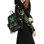  Restyle Herbal black backpack with magical forest embroidery - model view