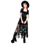  Restyle suede backpack with moth and moon embroidery - full model view