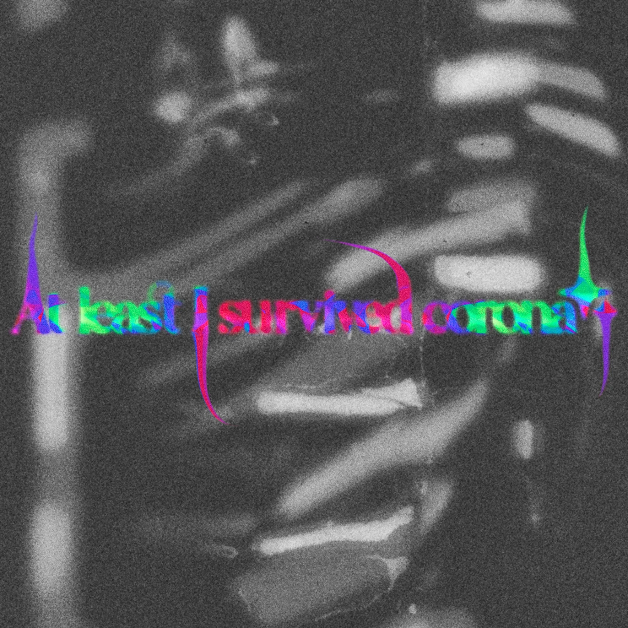  Halfcurve 'at least i survived corona' t-shirt design detail