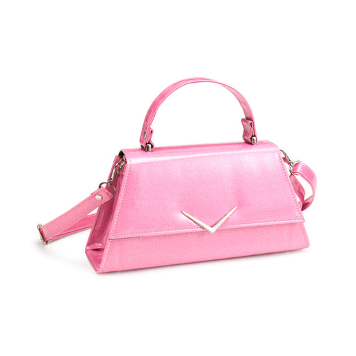 Bolso The Rumbler rosa con la correa larga ajustable para llevarlo como bandolera o al hombro.