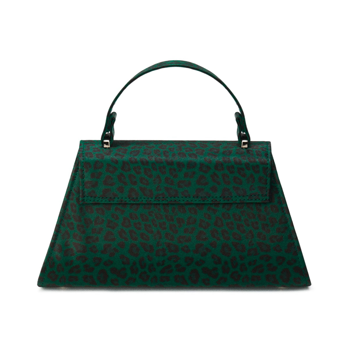 Vista trasera del bolso Stardust Rumbler en leopardo verde, mostrando el diseño limpio.
