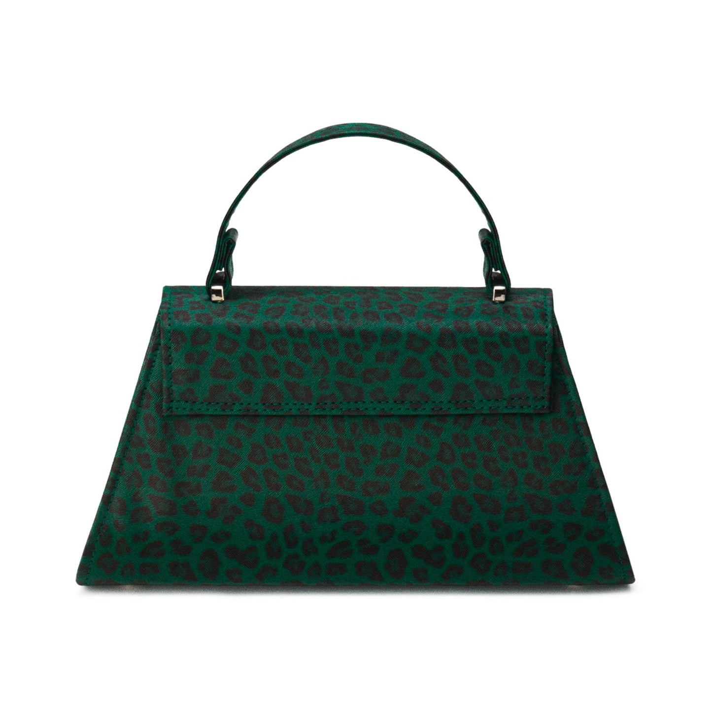 Vista trasera del bolso Stardust Rumbler en leopardo verde, mostrando el diseño limpio.
