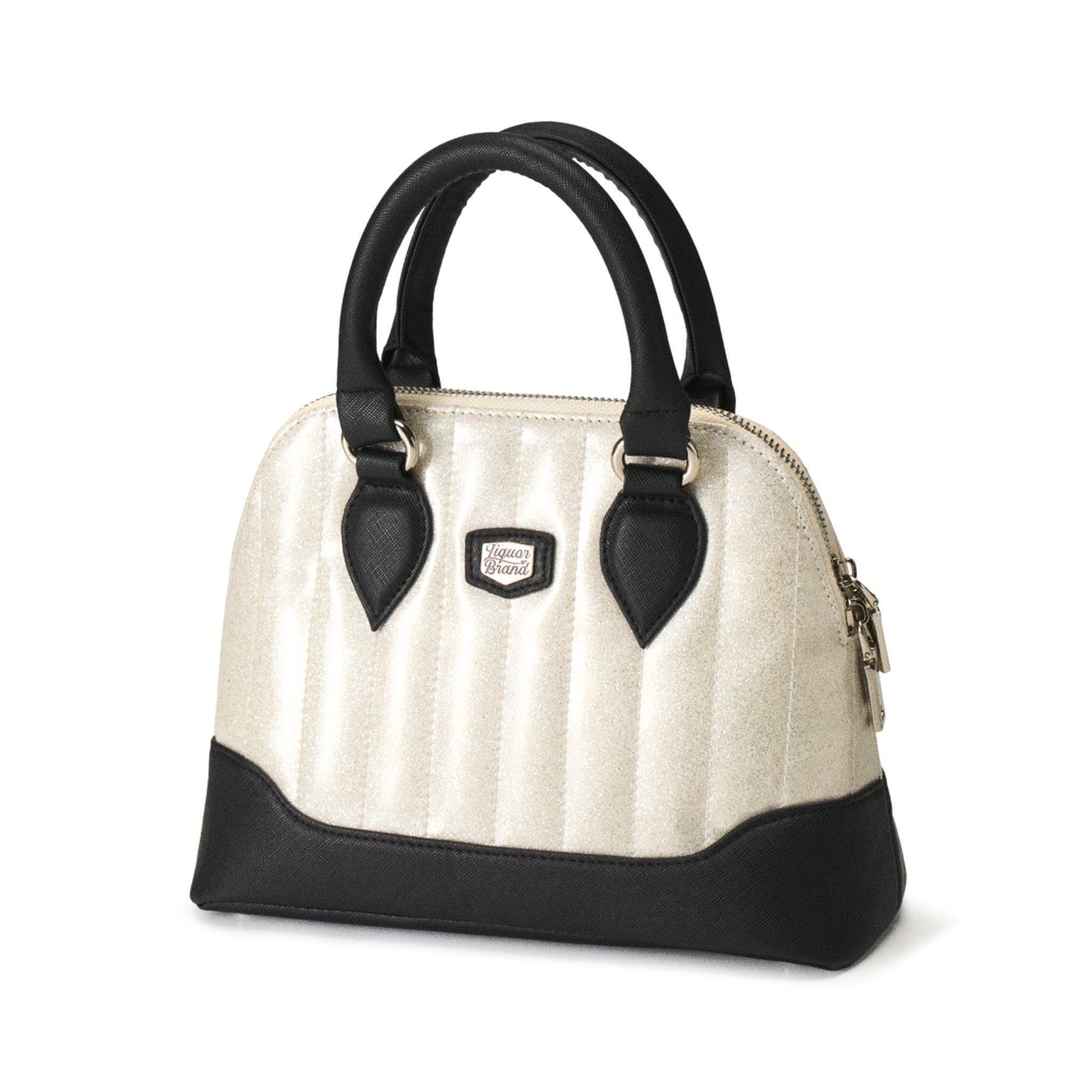  Lil' Rocket white glitter and black bag - angled view with top handles