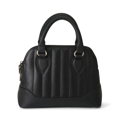 Bolso Liquorbrand Lil' Rocket completamente negro, mostrando las costuras verticales y las asas superiores.