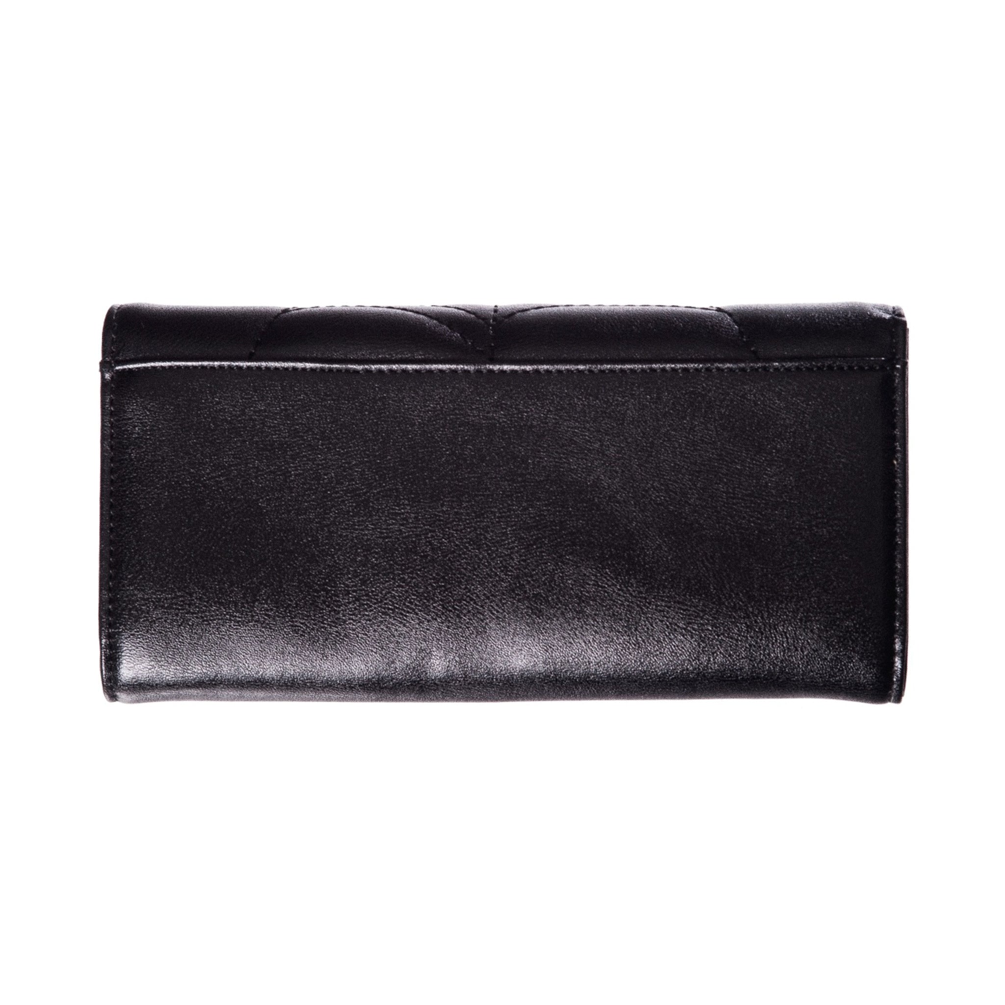  Gothic wallet - rear view in smooth black faux leather