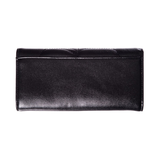 Vista trasera de la cartera gótica de polipiel negra lisa.