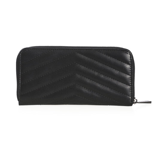  Long gothic wallet with quilted texture and a metal cross ornament with bat wings