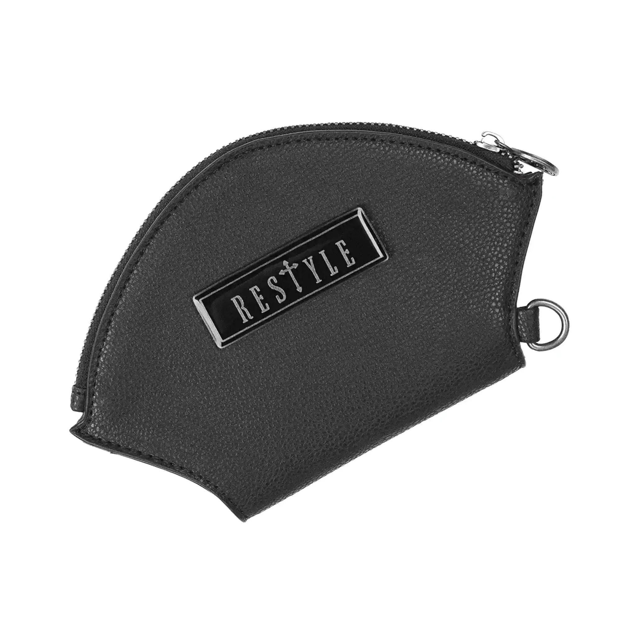 Cartera gótica con vitrales rojos en la parte frontal inspirada en catedrales góticas, con cierre de cremallera para monedas y espacio para tarjetas y billetes modelo Bloodveil de Restyle vista posterior