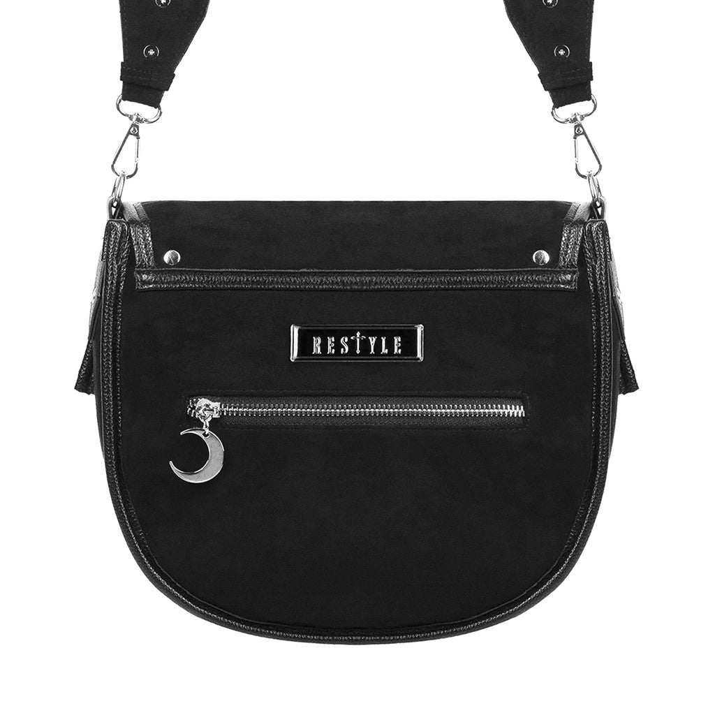  Rigid saddle crossbody bag fox embroidery autumn night forest whimsical forestcore back view