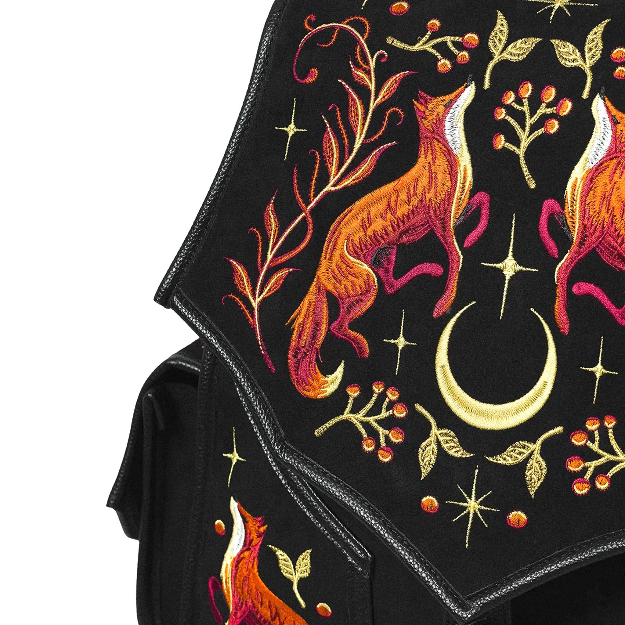  flores y medialuna modelo Mystic Fox de Restyle vista detalle de acabados solapa