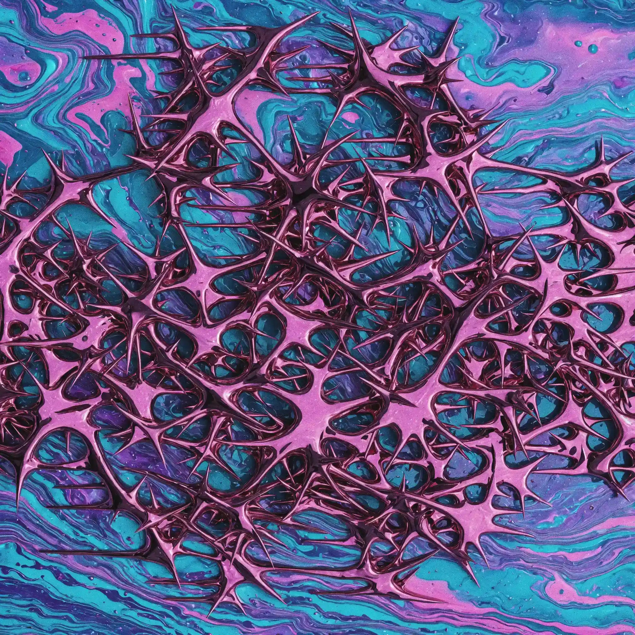 Detalle del diseño Biohazard de la camiseta de Halfcurve visto desde cerca