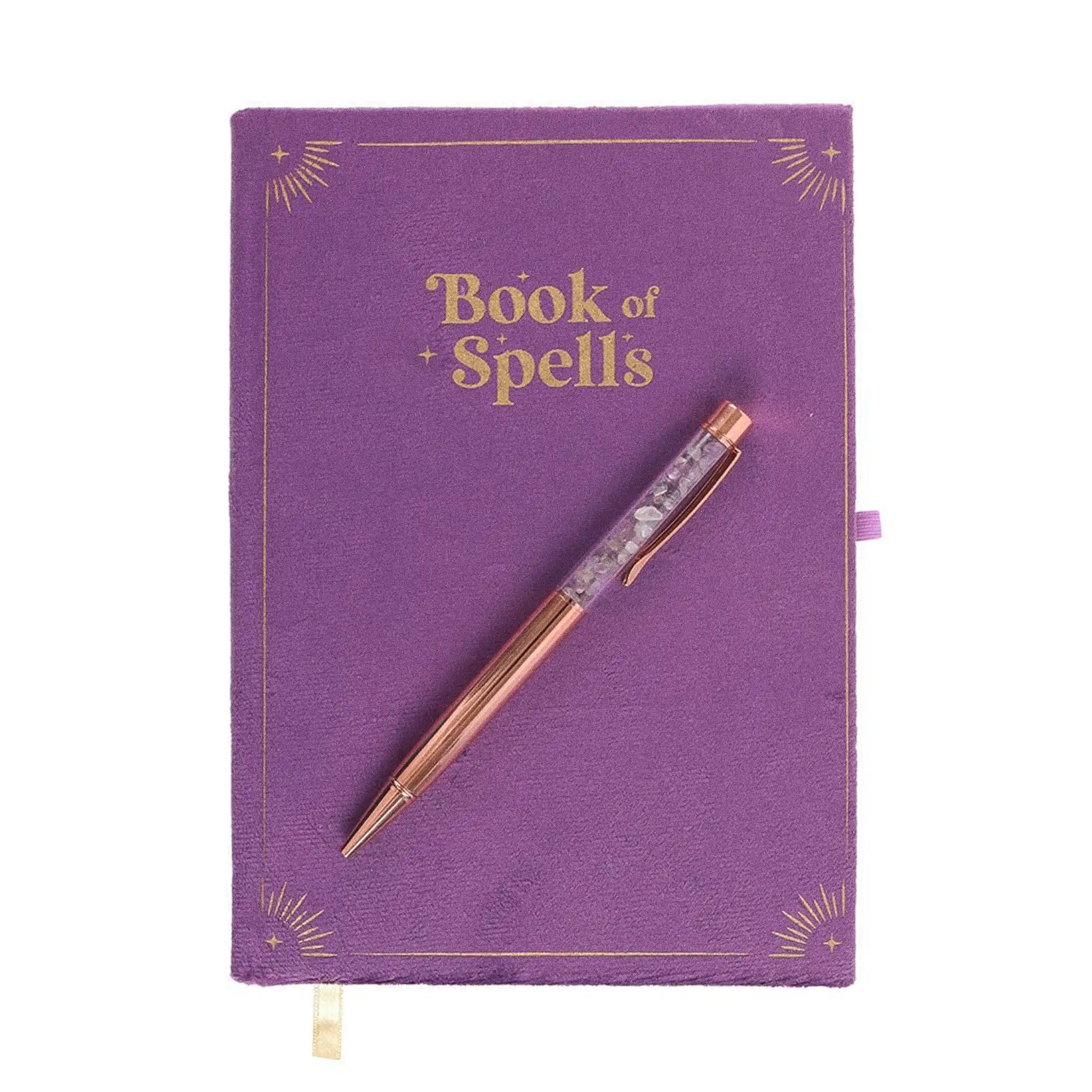 Libreta de terciopelo Book of Spells con bolígrafo de amatistas incluido.