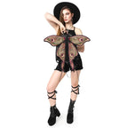Mochila con alas móviles en forma de polilla con bordado de alta densidad en colores otoñales modelo Metamorphosis de Restyle vista con modelo