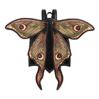 Mochila con alas móviles en forma de polilla con bordado de alta densidad en colores otoñales modelo Metamorphosis de Restyle vista con alas abiertas frontal