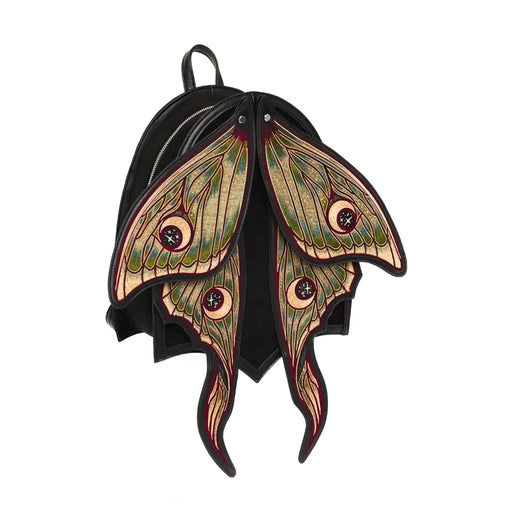 Mochila con alas móviles en forma de polilla con bordado de alta densidad en colores otoñales modelo Metamorphosis de Restyle vista ángulo