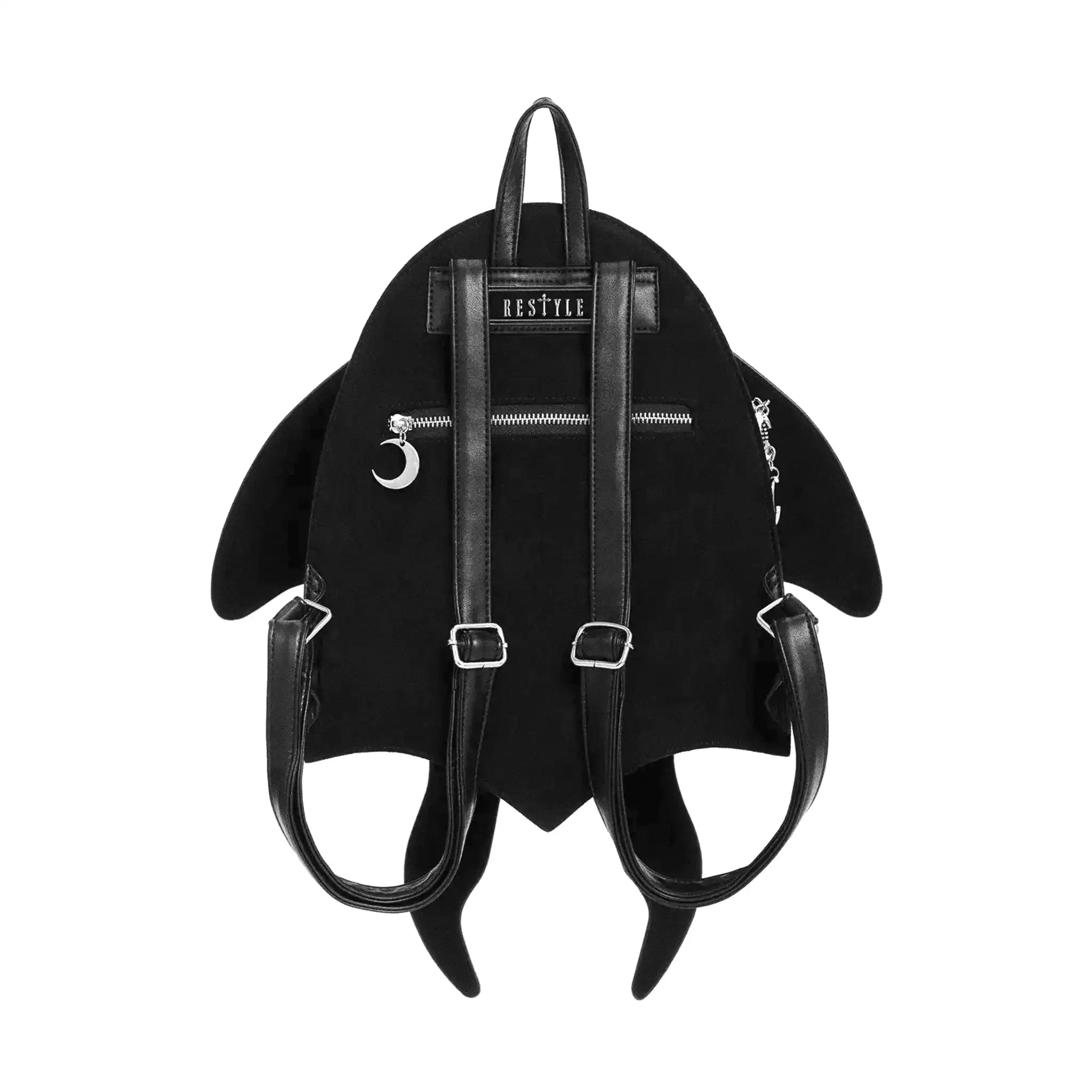 Mochila con alas móviles en forma de polilla con bordado de alta densidad en colores otoñales modelo Metamorphosis de Restyle vista posterior