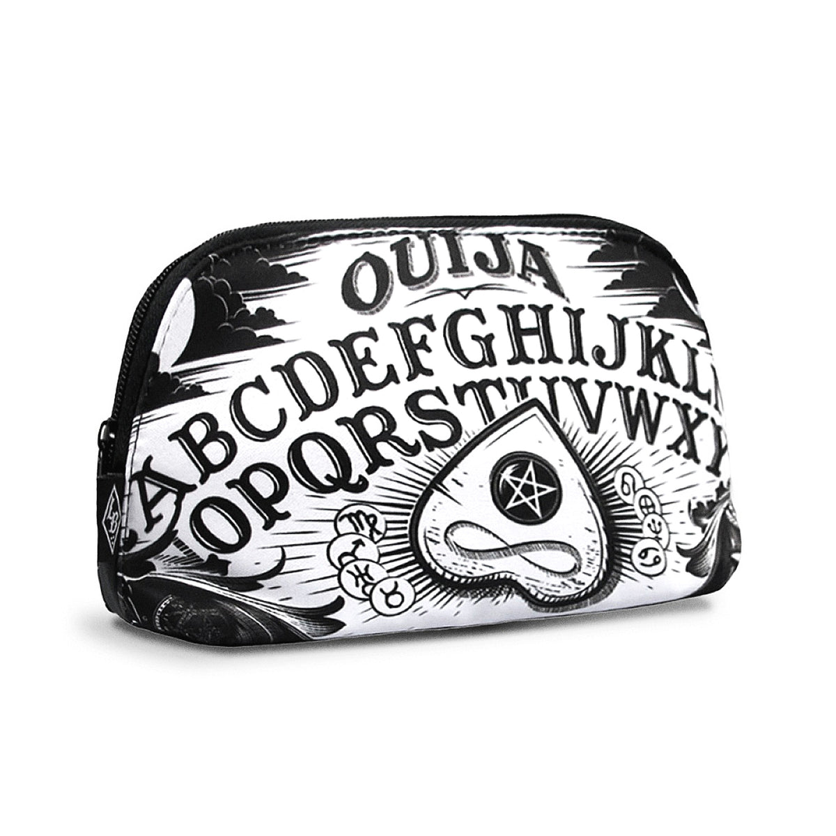 Neceser gótico para maquillaje con diseño de tablero Ouija de la marca Liquorbrand 
