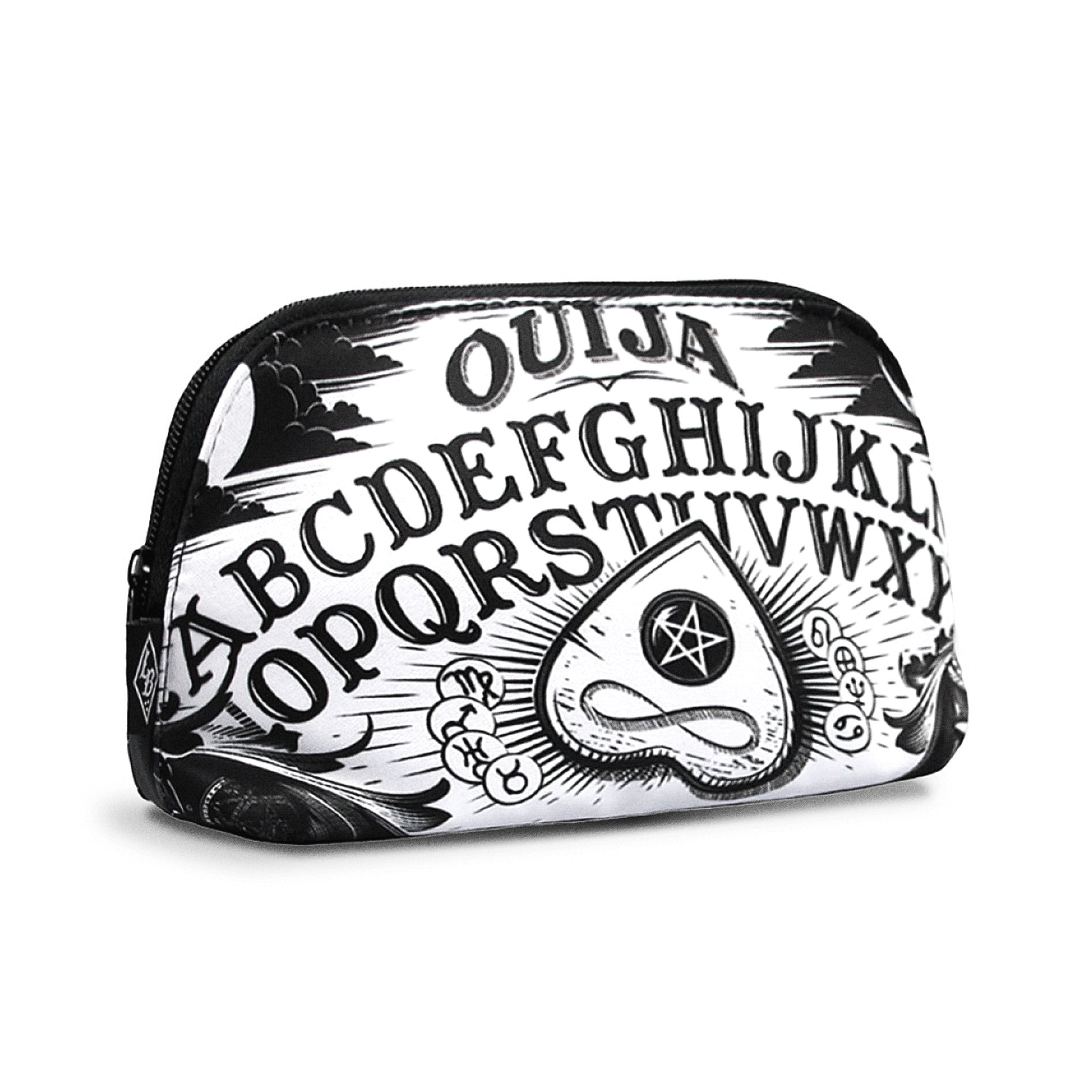 Neceser gótico para maquillaje con diseño de tablero Ouija de la marca Liquorbrand 