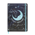 Portada libreta a5 Sweet Dreams en tonos azules con ilustración de luna y estrellas.
